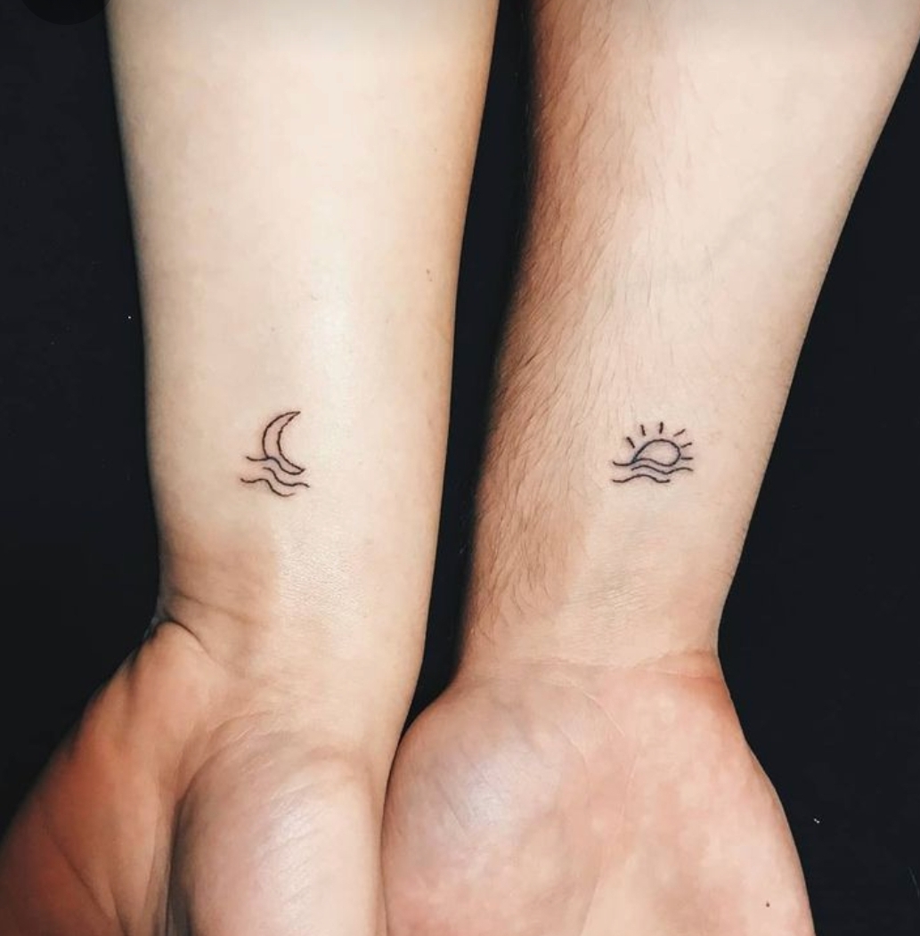 tatuajes para parejas de luna y sol