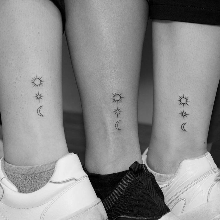 Tatuajes de sol, luna y estrella para amigas
